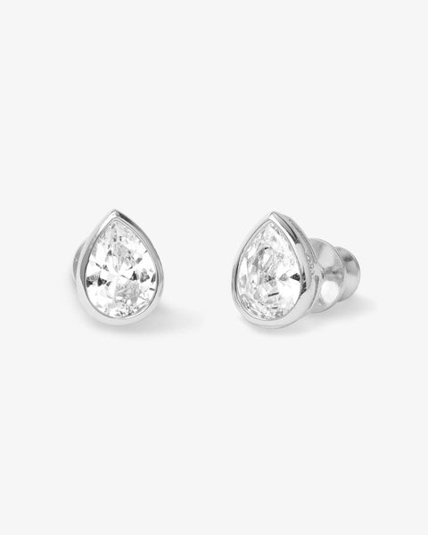 Isla 8mm Studs Silver|White Diamondettes