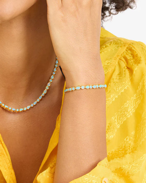 Isla Tennis Bracelet Gold|Blue Opal - Lulu Bella Boutique