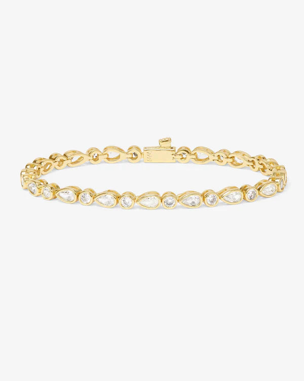 Isla Tennis Bracelet Gold|White Diamondettes - Lulu Bella Boutique