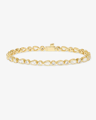 Isla Tennis Bracelet Gold|White Diamondettes - Lulu Bella Boutique