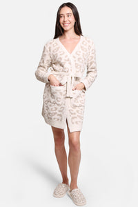 Ultra Soft Luxe Robe in Beige Leopard