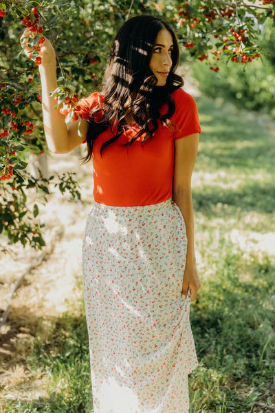 Textured Midi Skirt in Juicy Jubilee - Lulu Bella Boutique