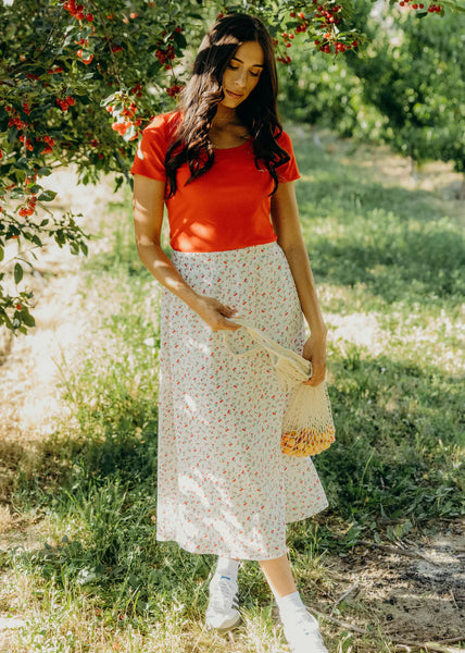 Textured Midi Skirt in Juicy Jubilee - Lulu Bella Boutique