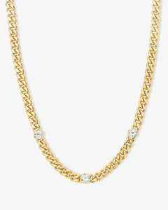 Julian Triple Diamond Necklace 16": Gold|White Diamondettes - Lulu Bella Boutique