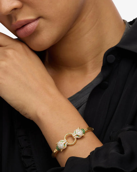 Jaguar Cuff Bracelet Gold|White Diamondettes