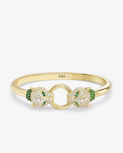 Jaguar Cuff Bracelet Gold|White Diamondettes