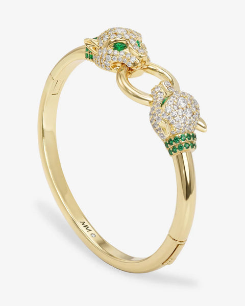 Jaguar Cuff Bracelet Gold|White Diamondettes