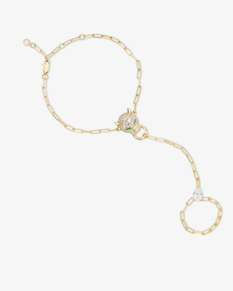 Jaguar Hand Chain Gold|White Diamondettes