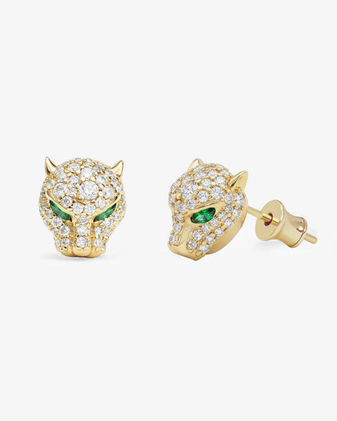 Jaguar Pavé Studs Gold|White Diamondettes