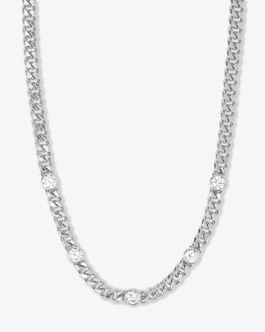 Julian 5 Diamond Necklace Silver|White Diamondettes