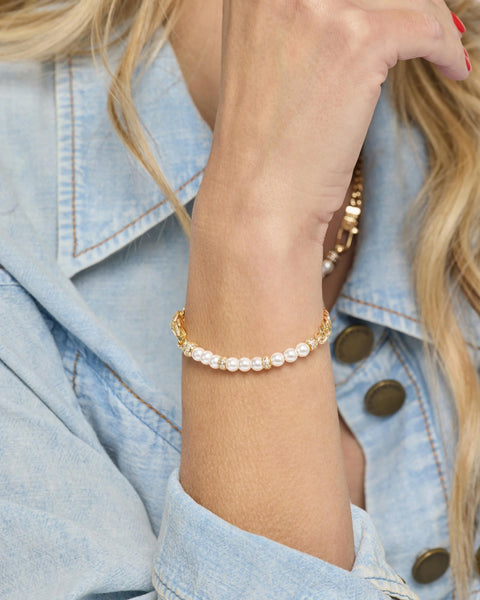 Julian Loves Pearls Bracelet 5mm Gold