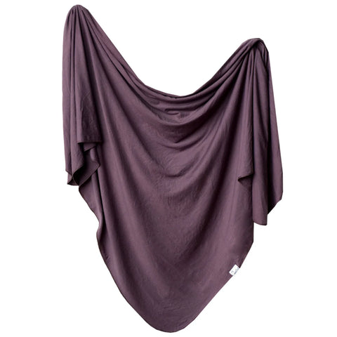 Knit Swaddle Blanket in Plum