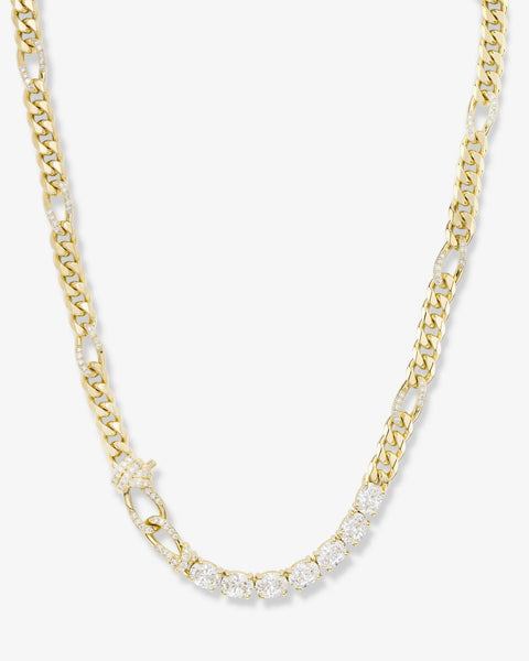 Knot Diamonds Figaro Chain Necklace Gold|White Diamondettes