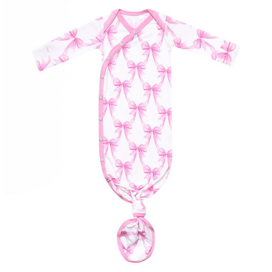 Bamboo Newborn Knotted Gown in Bow My Gosh