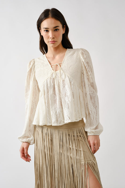 Lace Babydoll Top W/ Long Sleeve