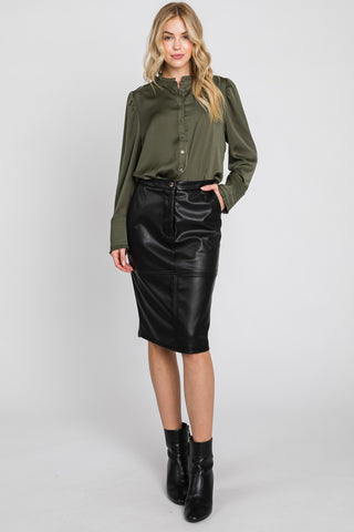 Faux Leather Midi Skirt