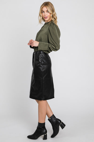 Faux Leather Midi Skirt