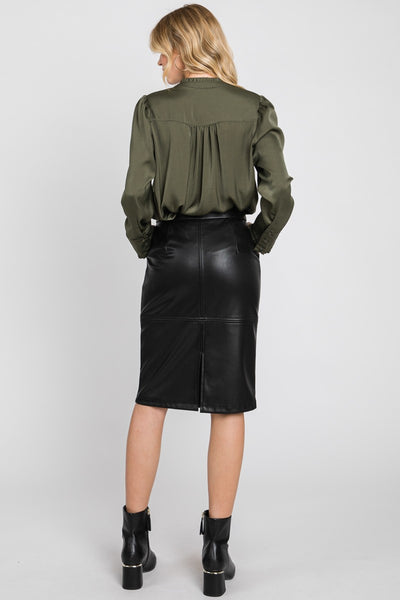 Faux Leather Midi Skirt