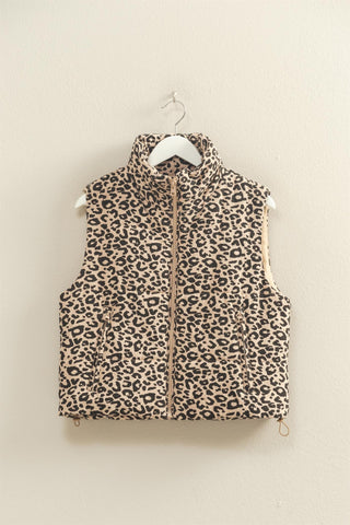 Leopard Print Puffer Vest