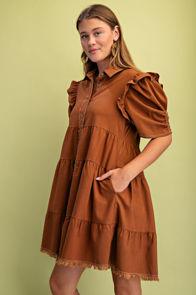 Linen Button Up Shirt Dress - Lulu Bella Boutique