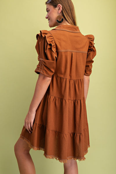 Linen Button Up Shirt Dress - Lulu Bella Boutique