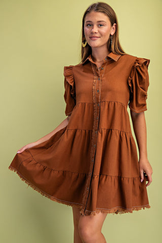 Linen Button Up Shirt Dress - Lulu Bella Boutique