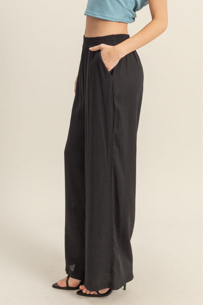 Elasticized Waist Linen Pants - Lulu Bella Boutique