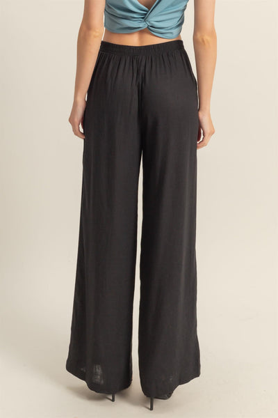 Elasticized Waist Linen Pants - Lulu Bella Boutique