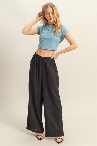 Elasticized Waist Linen Pants