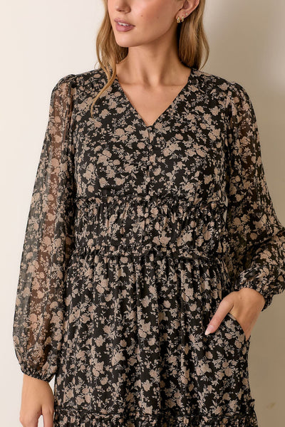 V-Neck Floral Dress