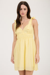 Eyelet Detail Lace Trim Tie Strap Mini Dress - Lulu Bella Boutique