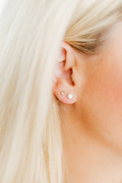 Screwback Stud Earrings - Payton Pearl White 5mm - Lulu Bella Boutique