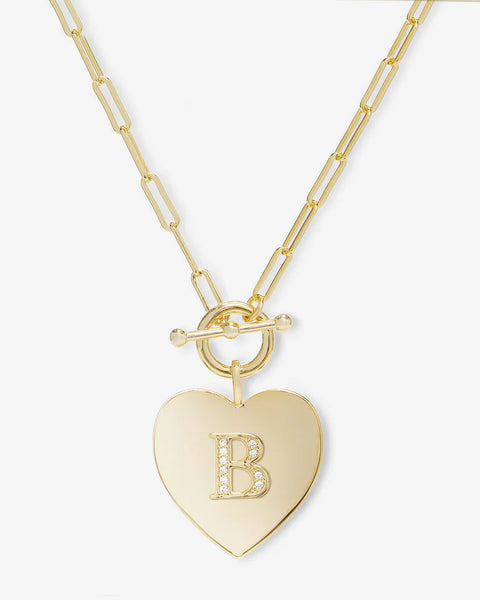 Love Letters Heart Necklace Gold|White Diamondettes - Lulu Bella Boutique