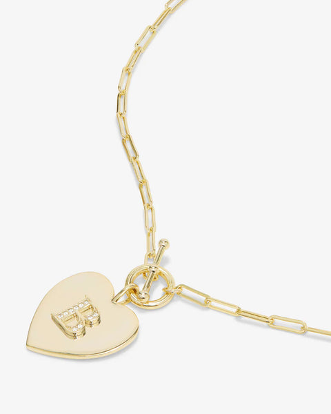 Love Letters Heart Necklace Gold|White Diamondettes - Lulu Bella Boutique