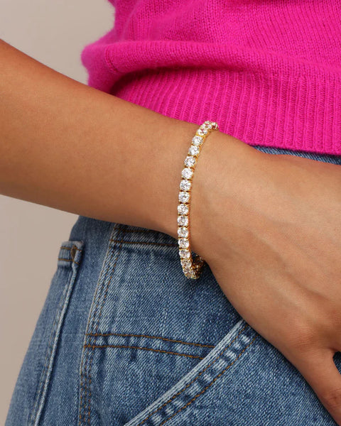 Mama Heiress Tennis Bracelet: Gold|White Diamondettes - Lulu Bella Boutique