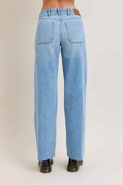 Dad Jean with Patch Pockets in Medium Wash