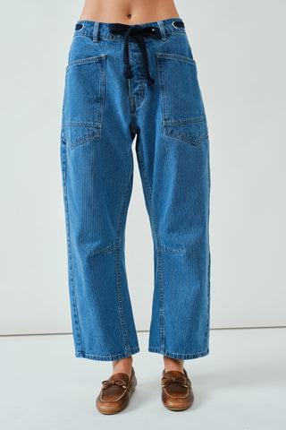 Barrel Denim Pants With Eyelet Waist