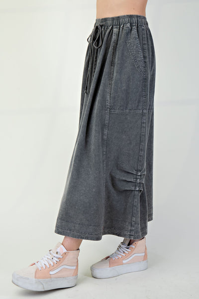 Mineral Washed Terry Knit Maxi Skirt