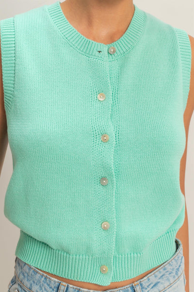 Button Up Sleeveless Cardigan - Lulu Bella Boutique