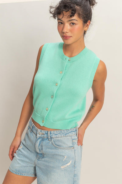 Button Up Sleeveless Cardigan - Lulu Bella Boutique