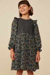 Girls Mixed Media Floral Dress