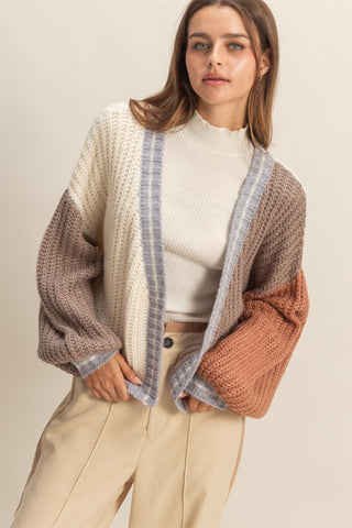 Oversized Color Block Cardigan