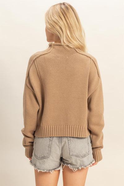 Mock Neck Ribbed Sweater