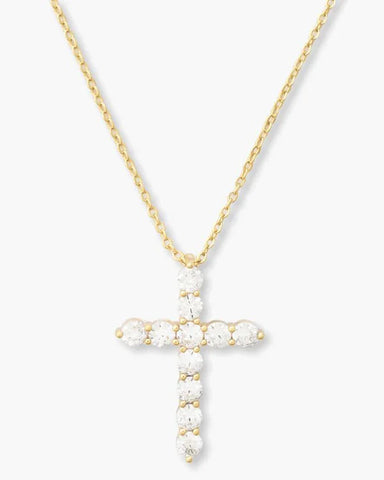 "Oh She Fancy" Cross Pendant Gold|White Diamondettes - Lulu Bella Boutique