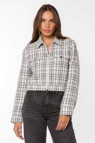 Nyra White Black Tweed Jacket