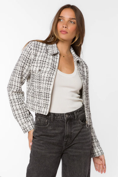 Nyra White Black Tweed Jacket