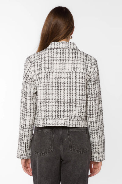 Nyra White Black Tweed Jacket