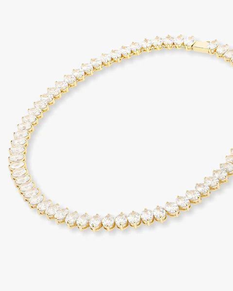 Hello Gorgeous Tennis Necklace Gold|White Diamondettes