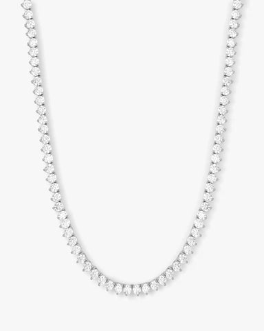 Mama Not Your Basic Tennis Necklace Silver|White Diamondettes