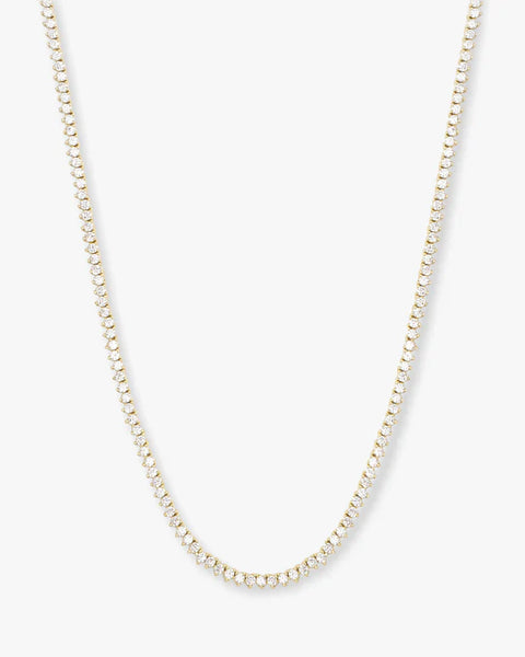 Baby Not Your Basic Tennis Necklace Gold|White Diamondettes